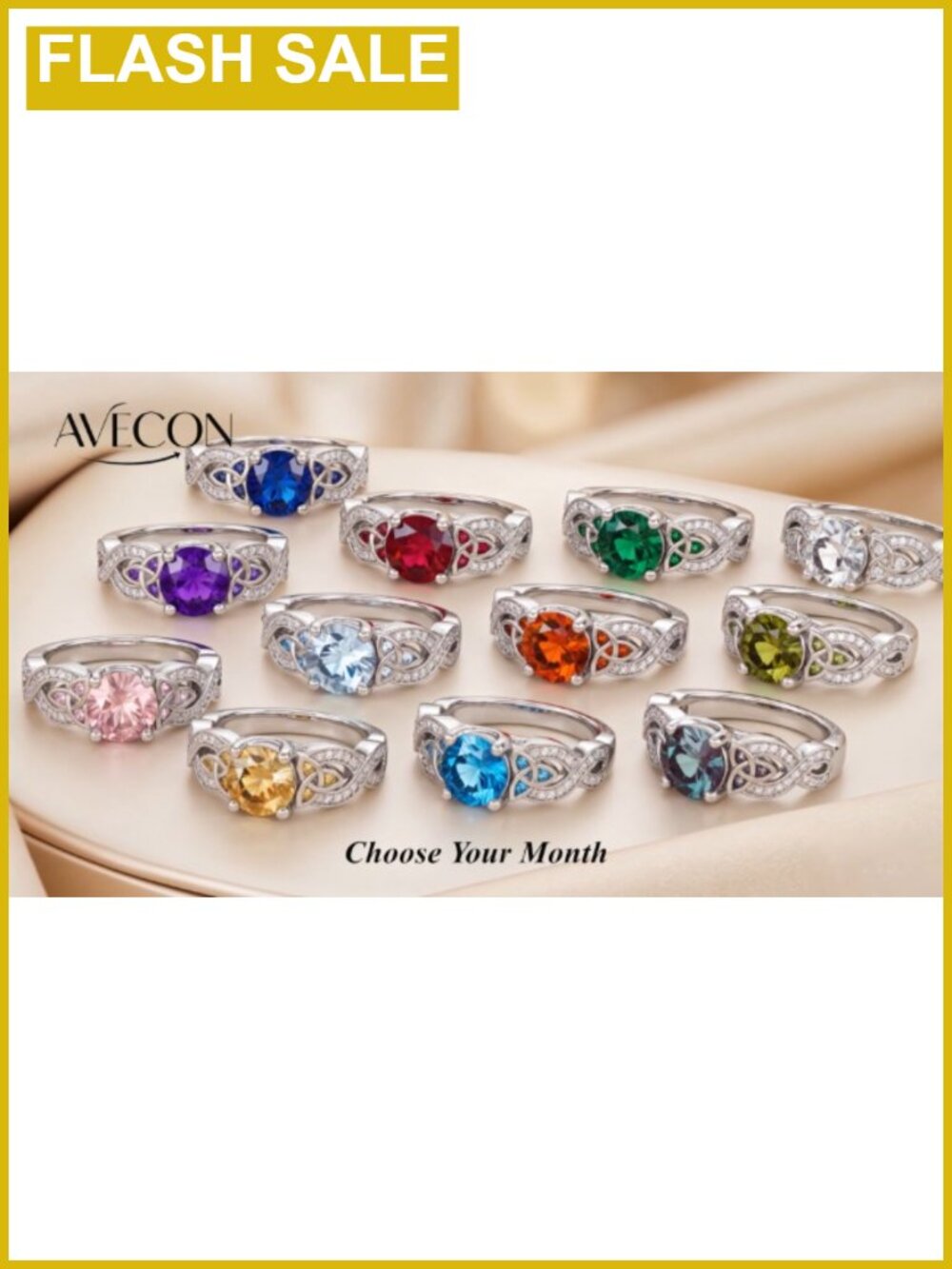 2CT 5A Round Birthstone Celtic Knot Infinity Ring Sterling Silver - Picture 6 of 6